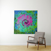 Abstrakter Retro-Swirl in Pink und Blau Groovy Wandteppich (Beispiel (Horizontal))