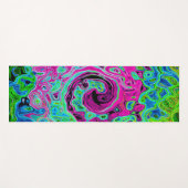 Abstrakter Retro-Swirl in Pink und Blau Groovy Yogamatte (Vorderseite (Horizontal))