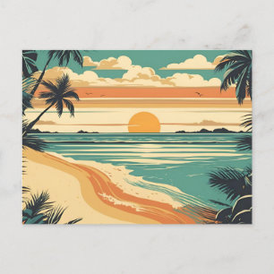 Abstrakter Retro Tropical Beach Sunset Postkarte