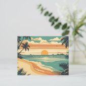 Abstrakter Retro Tropical Beach Sunset Postkarte (Stehend Vorderseite)