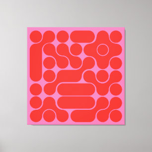 abstrakter Retro- und Hot-Pink-Kreis Leinwanddruck