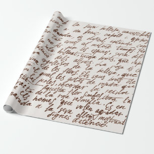 Abstrakter retro unlesbarer brauner Tinten-Text. Geschenkpapier