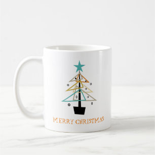 Abstrakter Retro-Weihnachtsbaum im Stil der Mitte Kaffeetasse
