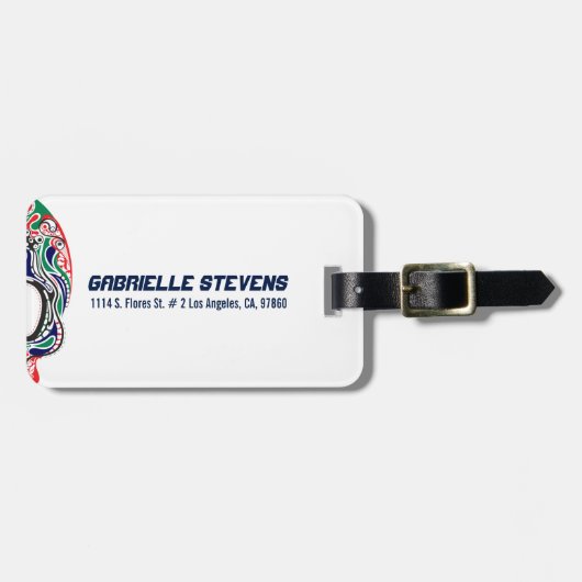 Abstrakter Retro-Zuckerschädel Gepäckanhänger (Vorderseite horizontal)