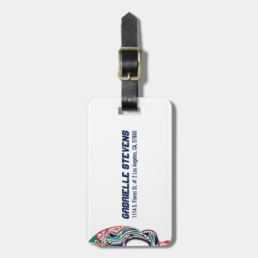 Abstrakter Retro-Zuckerschädel Gepäckanhänger (Vorderseite vertikal)