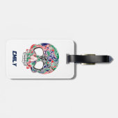 Abstrakter Retro-Zuckerschädel Gepäckanhänger (Rückseite horizontal)