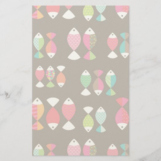 Abstrakter Retrofisch unter Wasser Muster 2 Briefpapier (Vorderseite)