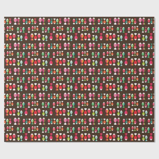 Abstrakter Retrofisch unter Wasser Muster 2 Geschenkpapier (Flach)