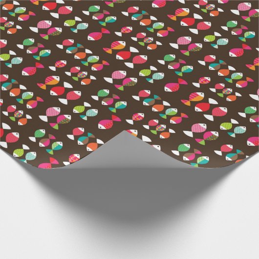 Abstrakter Retrofisch unter Wasser Muster 2 Geschenkpapier (Ecke)