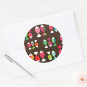 Abstrakter Retrofisch unter Wasser Muster 2 Runder Aufkleber (Umschlag)