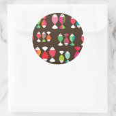 Abstrakter Retrofisch unter Wasser Muster 2 Runder Aufkleber (Tasche)