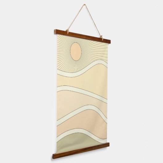 Abstrakter Retrogebirge Wandteppich Mit Holzrahmen (Gewinkelt)