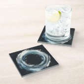 abstrakter Ring im Aquarellstil Glasuntersetzer (Schrägansicht)