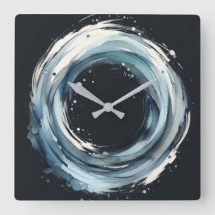 abstrakter Ring im Wasserfarbenstil Quadratische Wanduhr