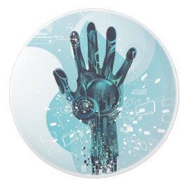 Abstrakter Roboter Hand-Keramik Keramikknauf