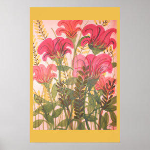 Abstrakter rosa Blumenwatercolor Poster