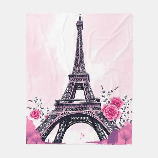Abstrakter rosa Eiffelturm Kunst Fleecedecke (Vorderseite)