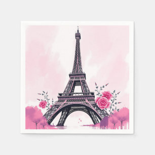 Abstrakter rosa Eiffelturm Kunst Serviette