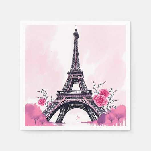 Abstrakter rosa Eiffelturm Kunst Serviette (Vorderseite)