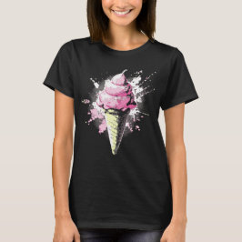 Abstrakter rosa Eiscreme-Splatter Damenbekleidung T-Shirt