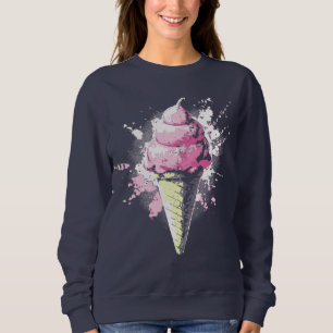 Abstrakter rosa Eiscreme-Splatter in Bedrängnis Sweatshirt