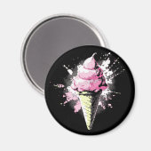Abstrakter rosa Eiscreme-Splatter in Not Magnet (Vorderseite/Rückseite)