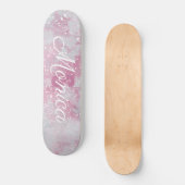 Abstrakter, rosa Lavendel-weißer Glitzer-Marmor Skateboard (Vorderseite)