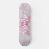 Abstrakter, rosa Lavendel-weißer Glitzer-Marmor Skateboard (Vorderseite)