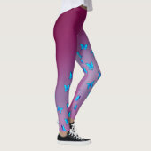 Abstrakter rosa Mond und Schmetterlinge Leggings (Rechts)