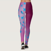 Abstrakter rosa Mond und Schmetterlinge Leggings (Rückseite)