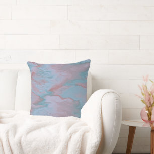 abstrakter rosa und blauer Marmor Kissen