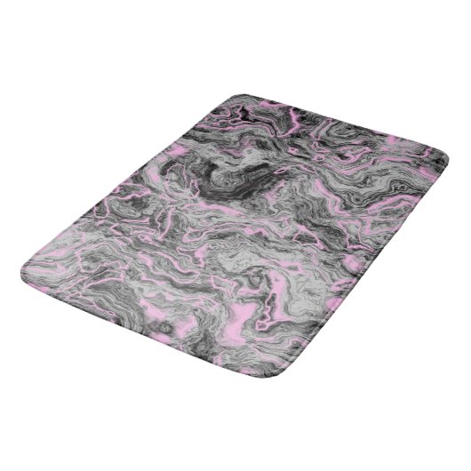 Abstrakter rosa und grauer Marmor Badematte (Schrägansicht)