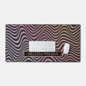 Abstrakter, rosa und schwarzer Retro-Muster Name Schreibtischunterlage (Tastatur & Maus)