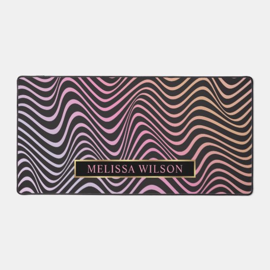 Abstrakter, rosa und schwarzer Retro-Muster Name Schreibtischunterlage (Vorderseite)