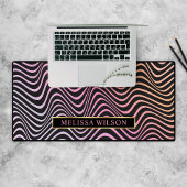 Abstrakter, rosa und schwarzer Retro-Muster Name Schreibtischunterlage