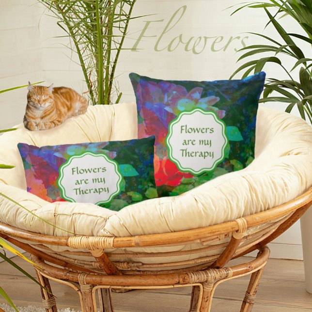 Abstrakter Rosengarten Kissen (Are flowers your therapy? These pillows can be personalized with your own message or name.)