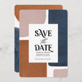 Abstrakter Rost, Marineinfall + rosa, modern Save  Save The Date (Vorne/Hinten)
