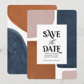 Abstrakter Rost, Marineinfall + rosa, modern Save  The Date (Vorne/Hinten)
