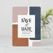 Abstrakter Rost, Marineinfall + rosa, modern Save  The Date (Stehend Vorderseite)