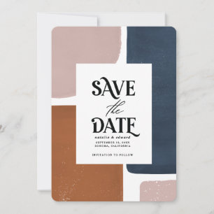 Abstrakter Rost, Marineinfall + rosa, modern Save  The Date