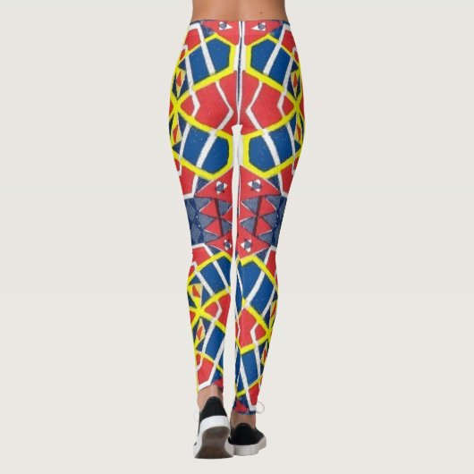 abstrakter Rot-Blau-Farbdruck Leggings (Rückseite)