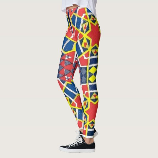 abstrakter Rot-Blau-Farbdruck Leggings (Links)