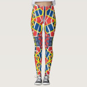 abstrakter Rot-Blau-Farbdruck Leggings (Vorderseite)