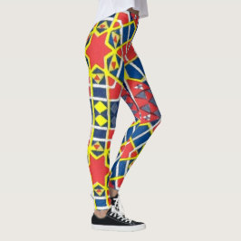 abstrakter Rot-Blau-Farbdruck Leggings