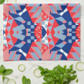 abstrakter rot-blau-weißer Druck #1 Geschirrtuch (Gefaltet)