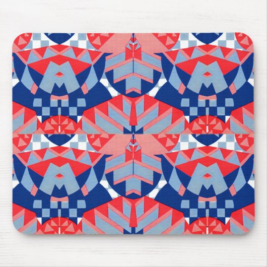abstrakter rot-blau-weißer Druck #1 Mousepad (Vorne)
