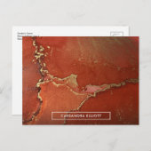 Abstrakter Rot & Gold Alkohol Tinte Flüssigkeiten Postkarte (Vorne/Hinten)