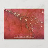 Abstrakter Rot- und Goldmarmor Alkohol Tinte Flüss Postkarte (Vorderseite)