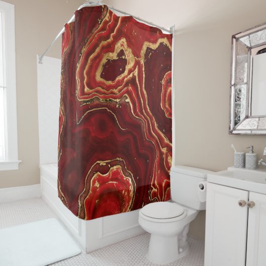 Abstrakter Rot- und Goldmarmor Duschvorhang (Beispiel)