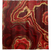 Abstrakter Rot- und Goldmarmor Duschvorhang (Vorderseite)